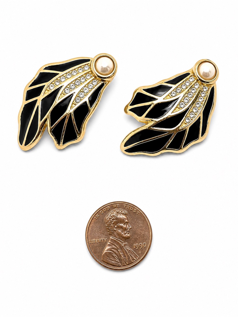 Vintage Christian Dior Feather Pearl clip on earrings - Picture 4 of 5